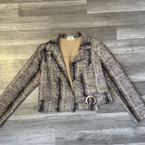 Stylish Gray Snake Print Women's Jacket